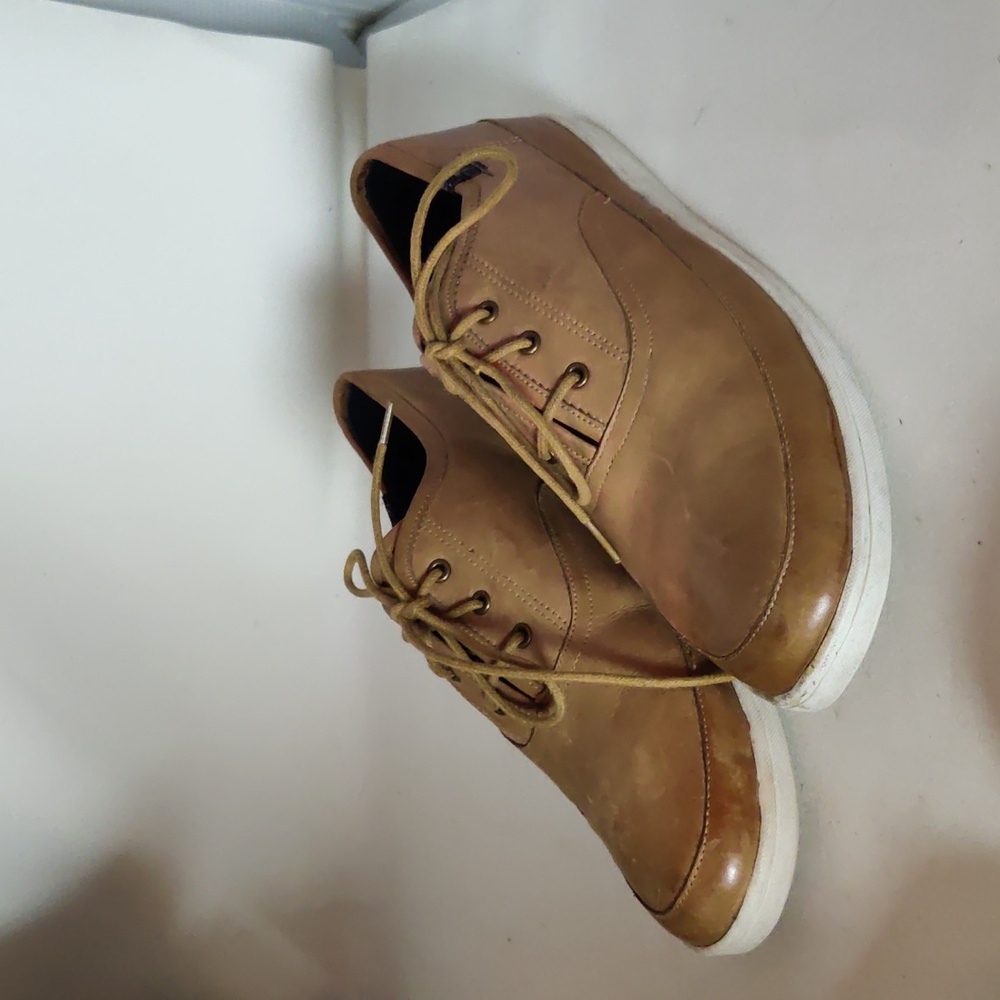 7 for all Mankind Men's tan light brown Leather sneakers sz 11.5 11 1/2 FALL